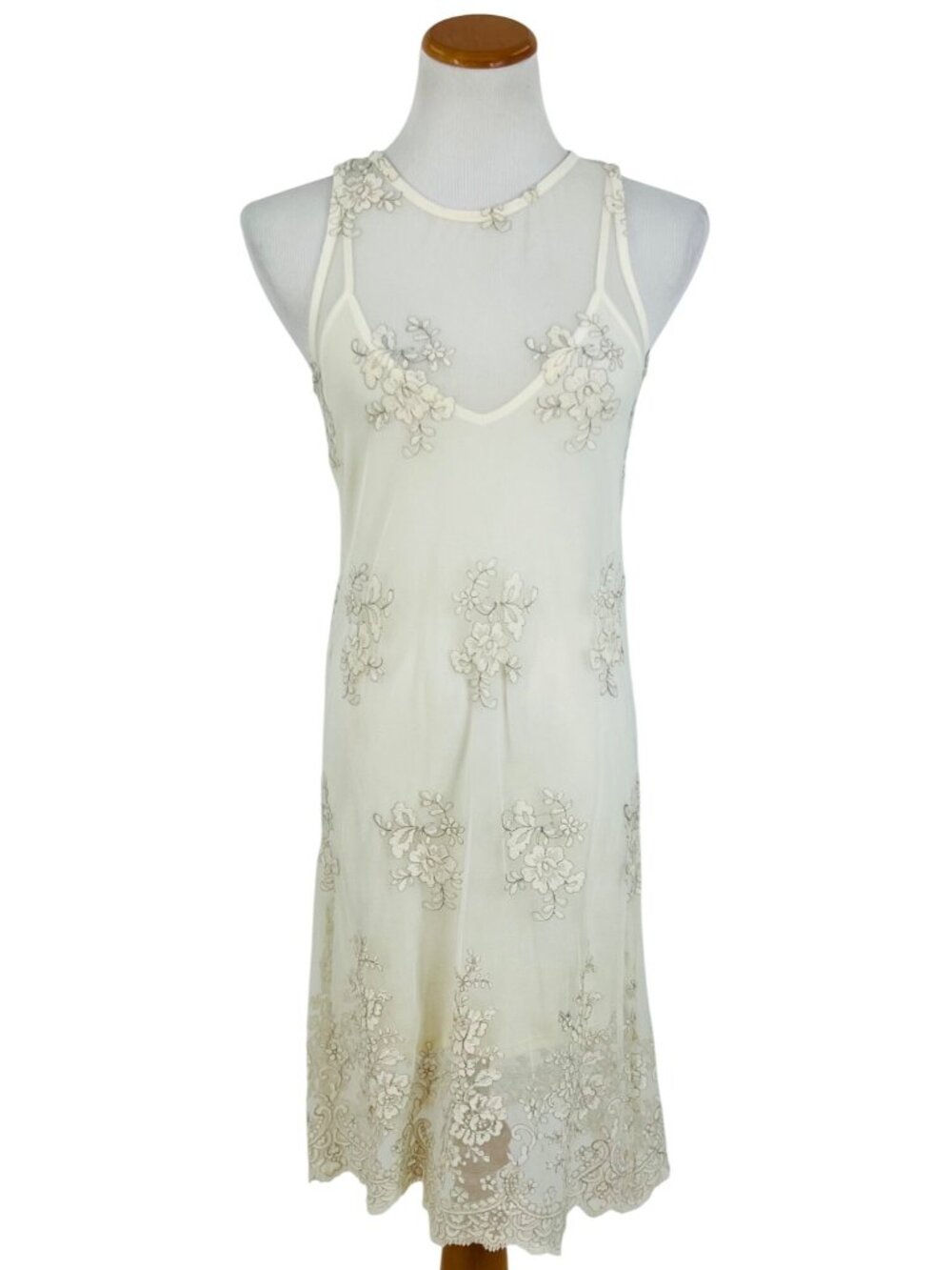 VTG Forever 21 Cream Floral  Embroidered Lace Dress S| Coquette Grunge Fairycore - Picture 2 of 11